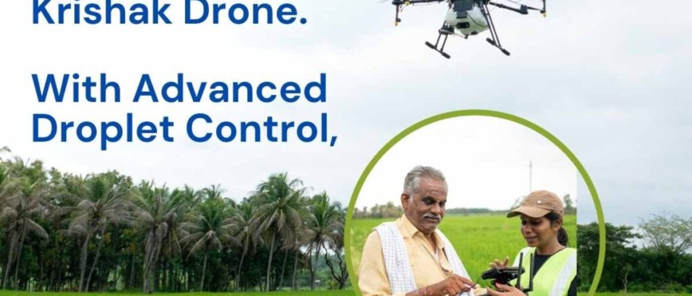Picture of Krishak Dropne with Advanced droplet control Know More about Krishak Drone made by General Aeronautics for Precision Agriculture.